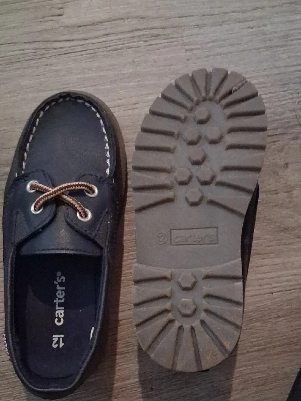 Carter's Navy Boat Shoes with Tan Laces